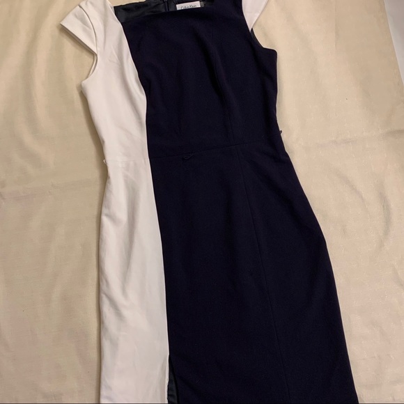 Calvin Klein Dresses & Skirts - Calvin Klein Navy and White Linen Lined Dress